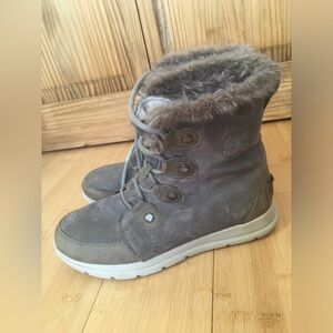 Sorel NL3039 Explorer Joan Gray Suede Leather Women's Winter Lace Up Boot Size 9